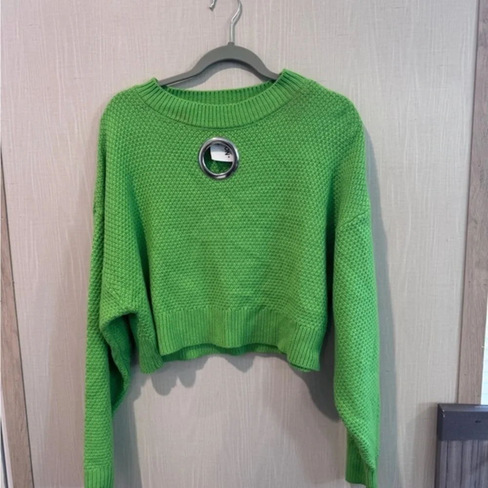ASOS Bright Green Knit Sweater with Metal Ring Detail